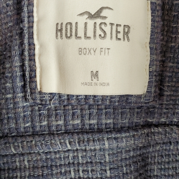 Hollister Casual Boxy Short Sleeve Blue-Gray Textured Knit Men's Shirt Size M - Picture 4 of 4